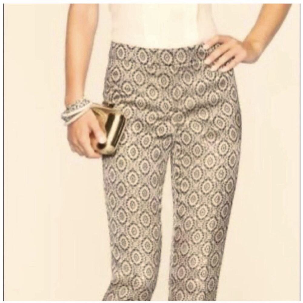 Talbots Signature Pants Women's 14 Petite Black and Gold Metallic Jacquard Ankle